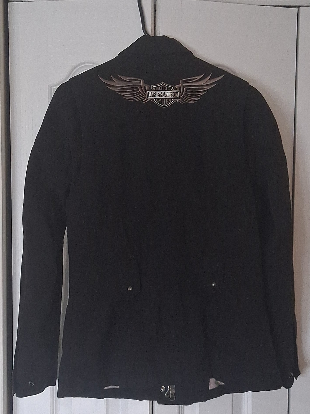 Harley-Davidson Black Womans Jacket with Embroidered Wing Emblem Worn Once!